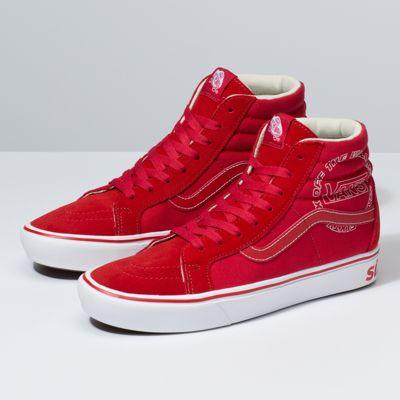 Vans Comfycush Distort Sk8-hi Reissue (racing Red/true White)
