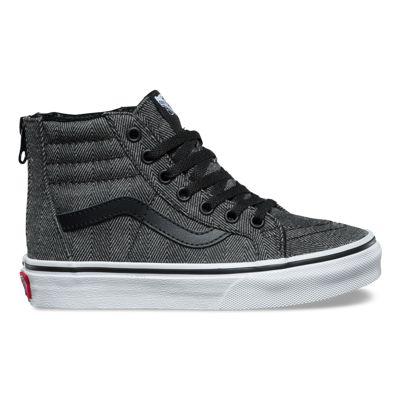 Vans Kids Oversized Herringbone Sk8-hi Zip (black True White)