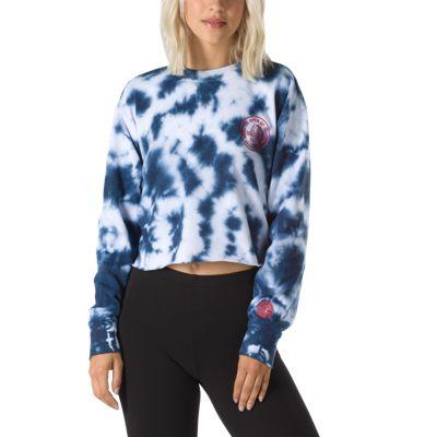 Vans Us Open Logo Wash Crop Crew Tee (dress Blues)