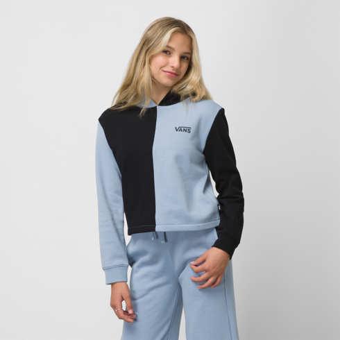 Vans Kids Block It Crop Hoodie (ashley Blue)