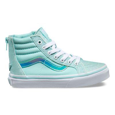 Vans Kids Glitter & Iridescent Sk8-hi Zip (blue/true White)