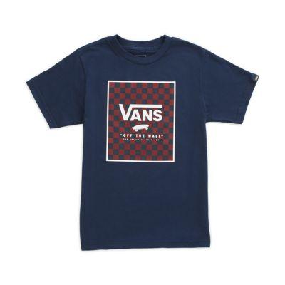 Vans Little Kids Print Box Tee (dress Blue - Checkerboard)