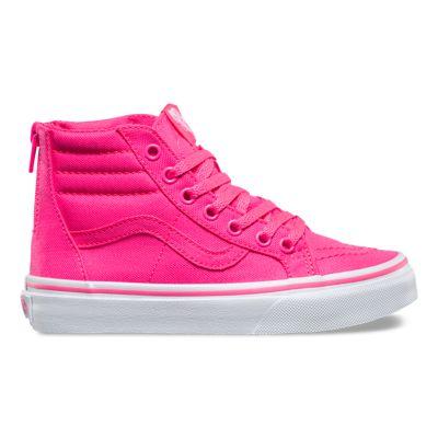 Vans Kids Neon Canvas Sk8-hi Zip (pink/true White)