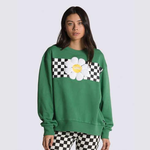 Vans Oversized Floral Fleece Pullover Crew (fairway)