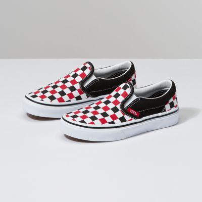 Vans Kids Checkerboard Slip-on (black/racing Red)