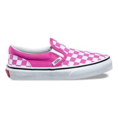 Vans Kids Checkerboard Slip-on (raspberry Rose/true White)