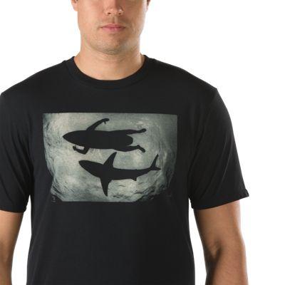 Vans Mens Shoes Skate Shoes Mens Shoes Mens Sandals Surfing With Sharks T-shirt (black)