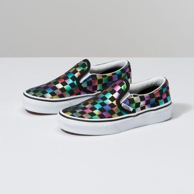 Vans Kids Iridescent Check Slip-on (black/true White)