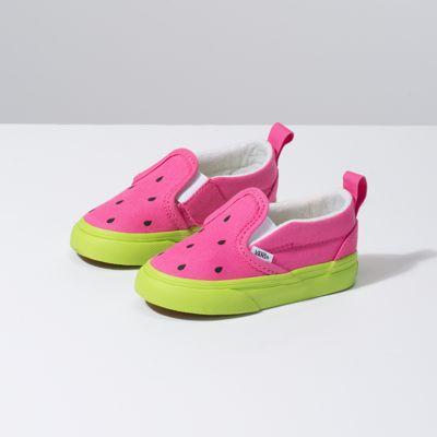 Vans Toddler Watermelon Slip-on V (carmine Rose/lime Green)