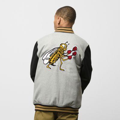 Vans Checkerboard Research Varsity Jacket (charcoal Heather-black)