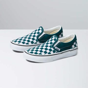 Vans Kids Checkerboard Classic Slip-on (color Theory Checkerboard Deep Teal)