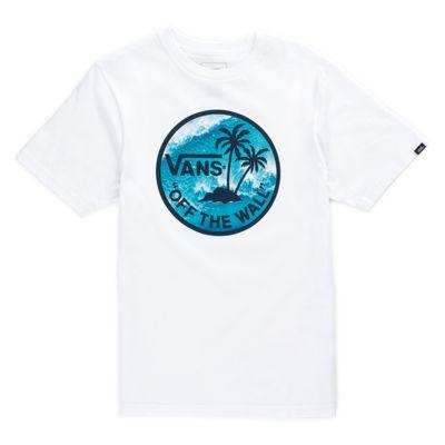 Vans Boys Dual Palm Logo Fill T-shirt (white/wave Fill)