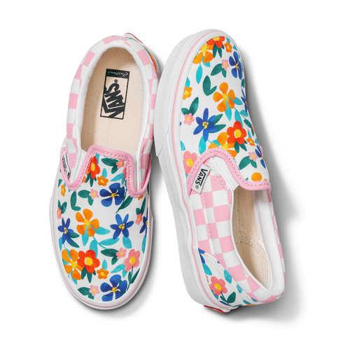Vans Customs Kids Painted Floral Slip-on (customs)