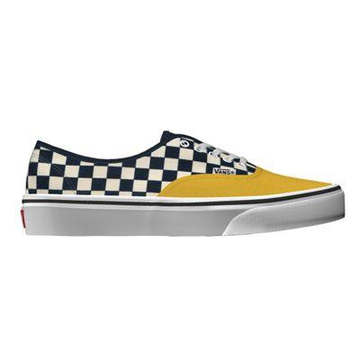 Vans Mens Customs Authentic (navy Check/yellow)