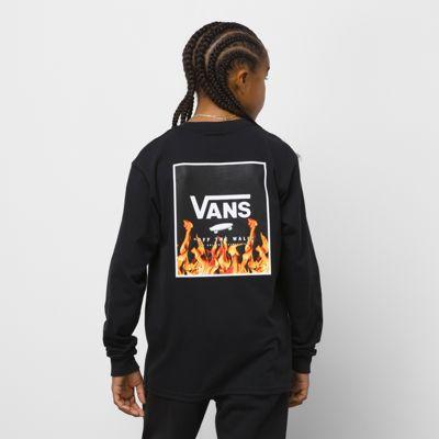 Vans Kids Print Box Back Long Sleeve T-shirt (black/black/white)