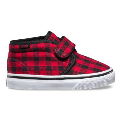 Vans Toddlers Twill & Gingham Chukka V (black/racing Red)