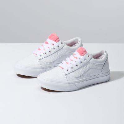 Vans Kids White Giraffe Old Skool (true White/strawberry Pink)