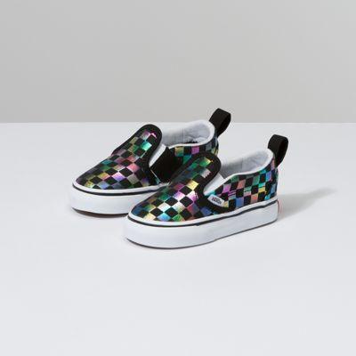 Vans Toddler Iridescent Check Slip-on V (black/true White)