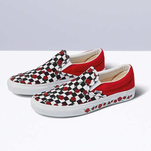 Vans Customs Roses Checkerboard Slip-on (customs)