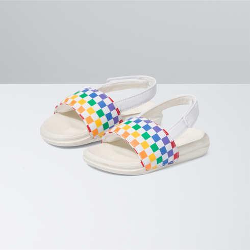 Vans Toddler Checkerboard La Costa Slide-on V (rainbow/marshmallow)