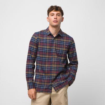 Vans Grindle Single Pocket Flannel Buttondown Shirt (dress Blues/catawba Grape)