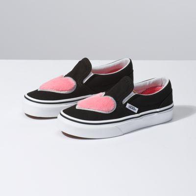 Vans Kids Fur Heart Slip-on (strawberry Pink/black)