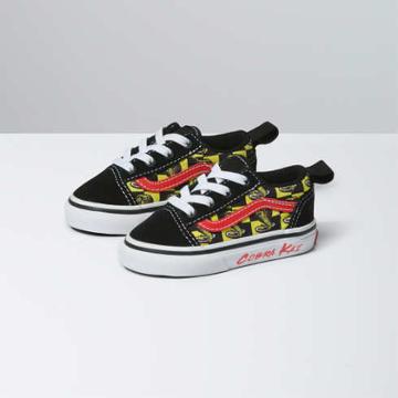Vans X Cobra Kai Toddler Old Skool Elastic Lace Shoe (black/yellow/white)