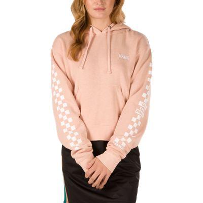 Vans Check Sleeve Cropped Pullover Hoodie (heather Pink)