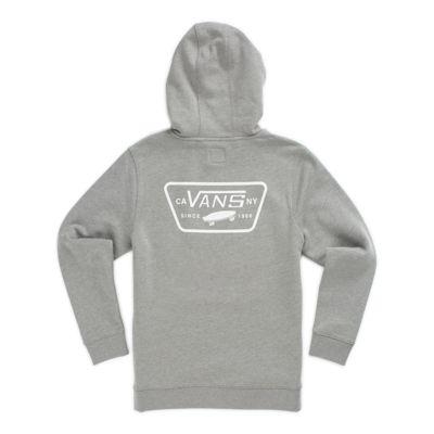 Vans Boys Full Patched Hoodie (cement Heather/white)