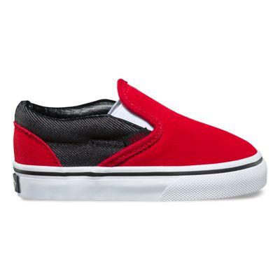 Vans Toddler Suede Suiting Slip-on (racing Red/black Denim)