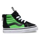 Vans Toddlers Sk8-hi Zip (black/green Flash) Kids Shoes