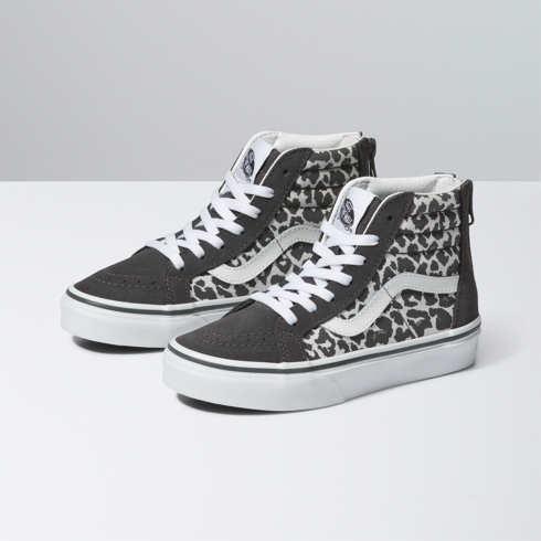 Vans Kids Snow Leopard Sk8-hi Zip Shoe (ashpalt)