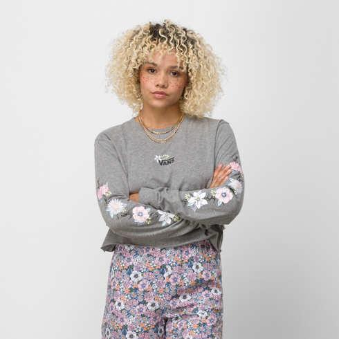 Vans Trinketz Long Sleeve Cropped Tee (grey Heather)