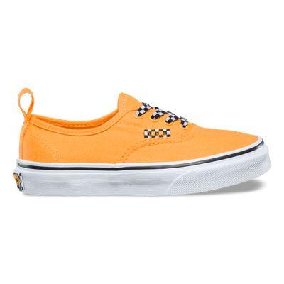 Vans Kids Check Lace Authentic Elastic Lace (orange Pop/true White)