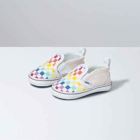 Vans Infant Checkerboard Slip-on V Crib (rainbow/true White)
