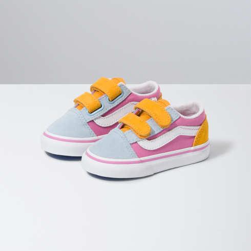 Vans Toddler Color Block Old Skool V (fuchsia Pink/true White)