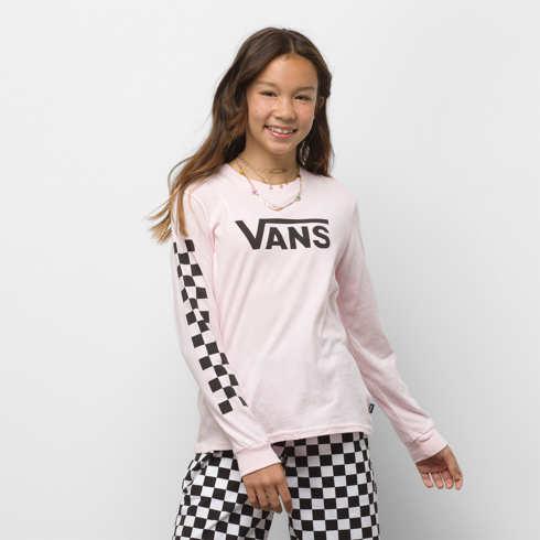 Vans Girls Flying V Long Sleeve Bff Tee (vans Cool Pink)