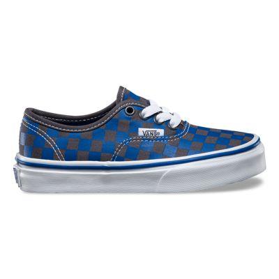 Vans Kids Checkerboard Authentic (true Blue/asphalt) Kids Shoes