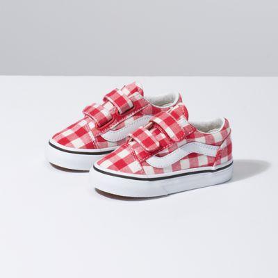 Vans Toddler Gingham Old Skool V (racing Red/true White)