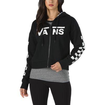 Vans Checker Cropped Zip Hoodie (black)