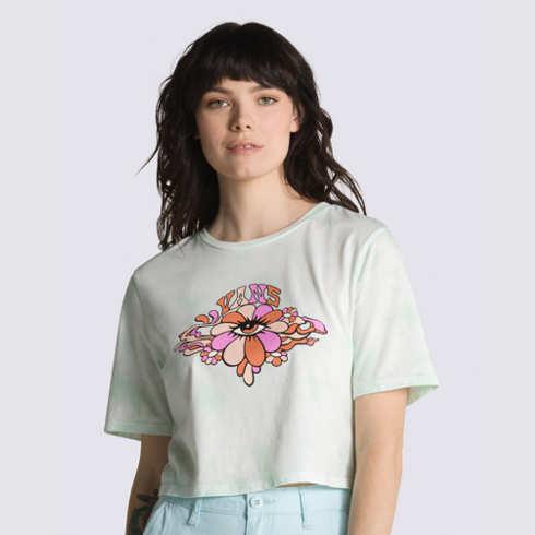Vans Psychedelic Eye Print Crop Tee (clearly Aqua)
