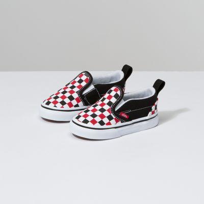 Vans Toddler Checkerboard Slip-on V (black/racing Red)