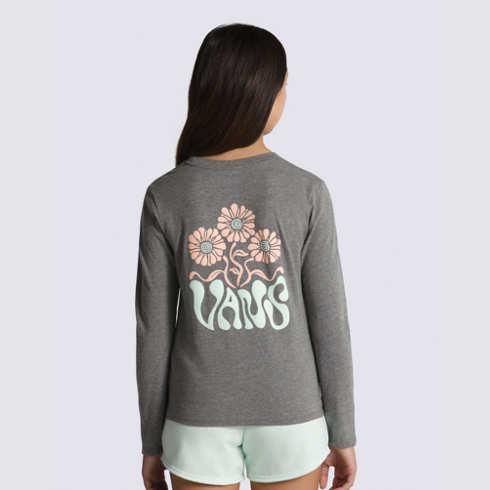 Vans Kids Blooming Trip Twisted Long Sleeve Tee (grey Heather)