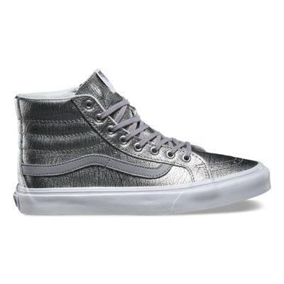 Vans Mens Shoes Skate Shoes Mens Shoes Mens Sandals Shoes Mens Shoes Foil Metallic Sk8-hi Slim (silver/true White)