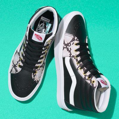 Vans Customs Black Leather Comfycush Sk8-hi (customs)