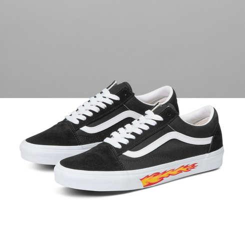 Vans Customs Black Flame Foxing Old Skool Wide (customs)