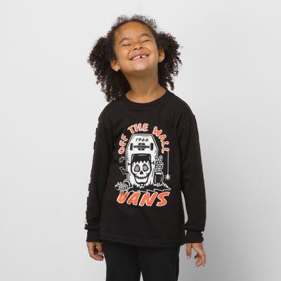 Vans Little Kids Sk8 Skull Long Sleeve T-shirt (black)