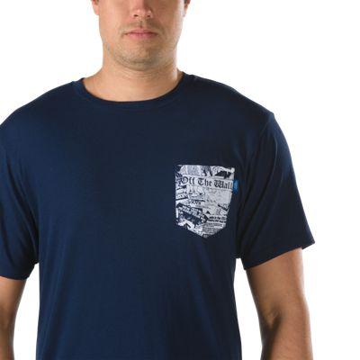 Vans Mens Shoes Skate Shoes Mens Shoes Mens Sandals Register Pocket T-shirt (black Iris/checkered Past)