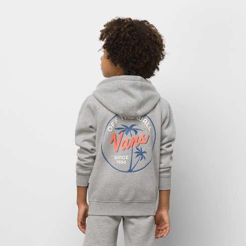 Vans Little Kids Palm Script Full Zip Hoodie (cement Heather)