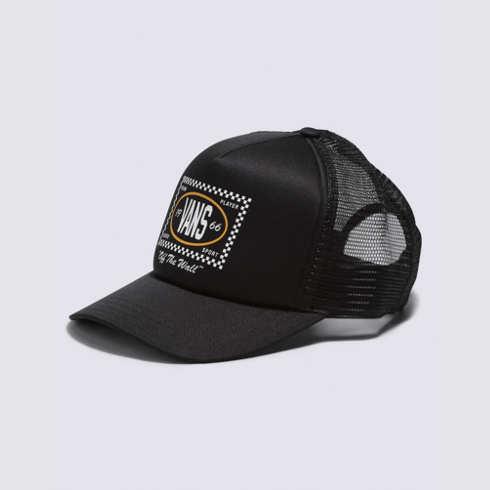 Vans Checkers Curved Bill Trucker Hat (black)